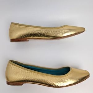 Boden Gold Snakeskin Print Ballet Flats Size EU 41/US 9.5